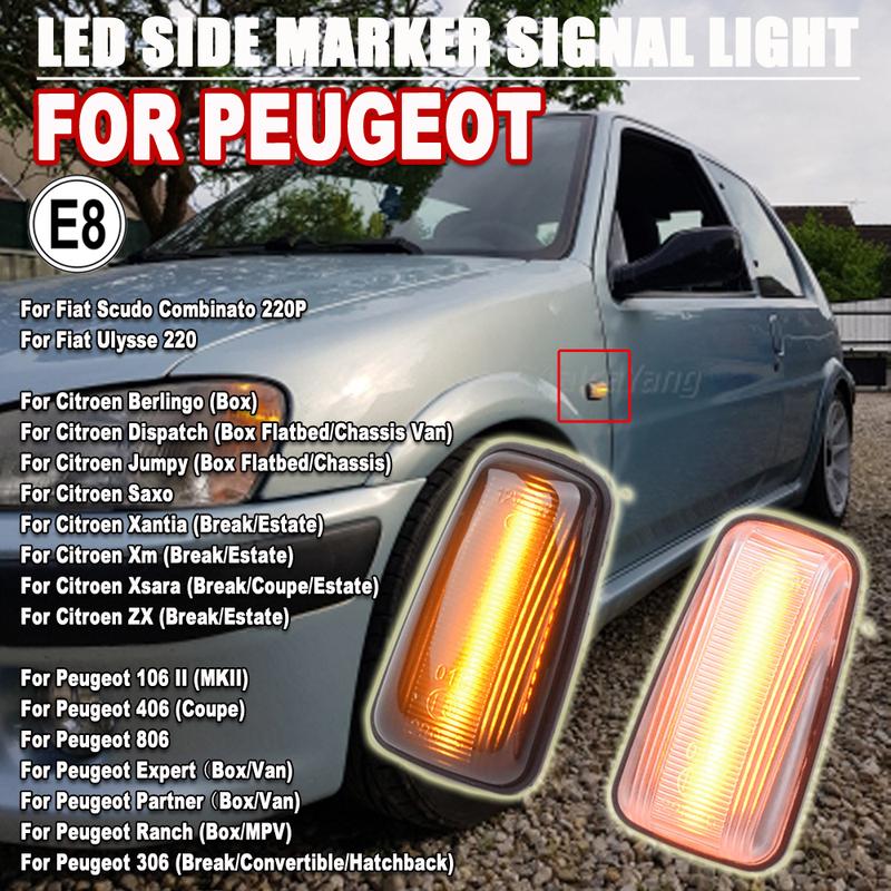 Dynamic LED Turn Signal Side Marker Light For Peugeot 306 106 406 806 Expert Partner For Citroen Berlingo Jumpy Saxo Xantia XM