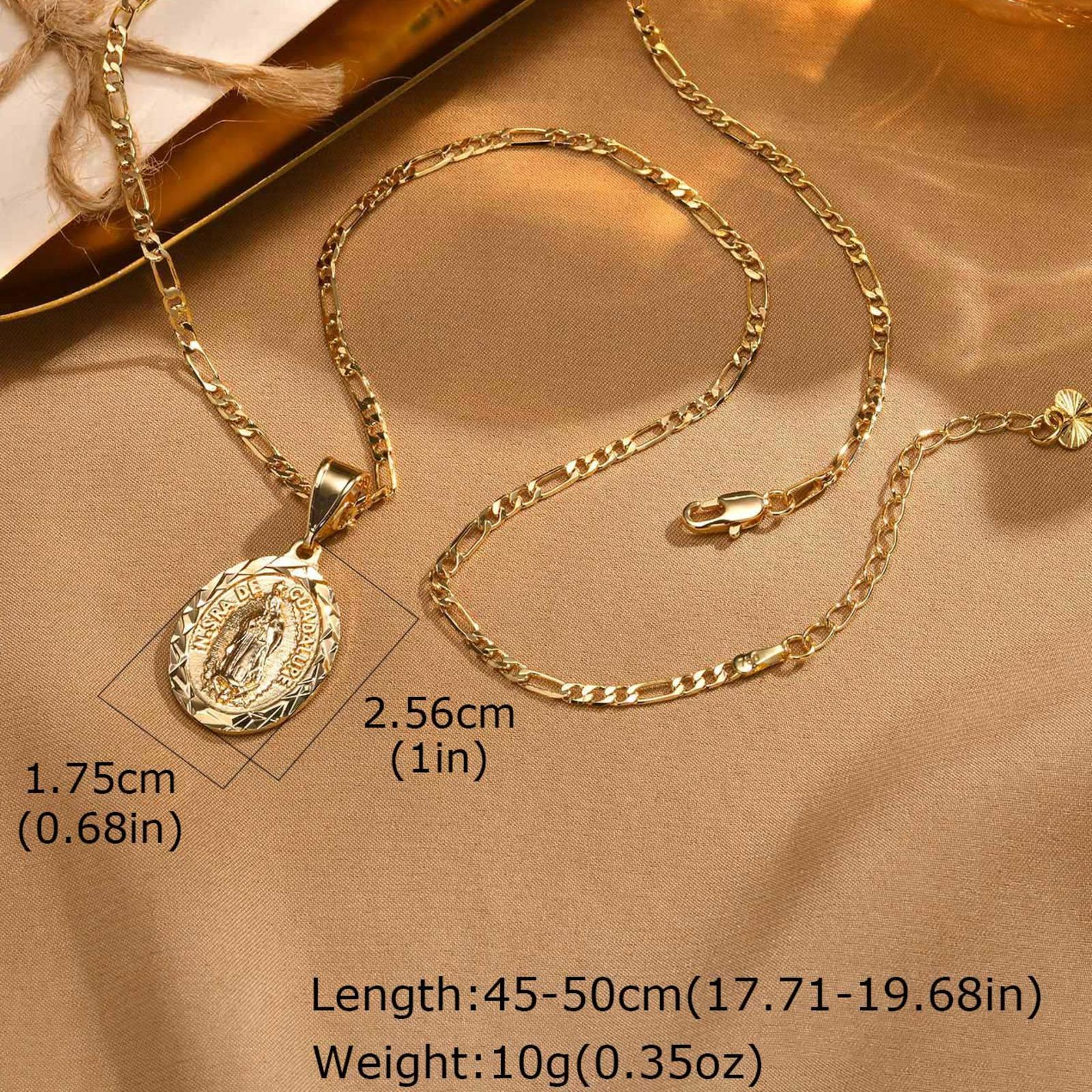 

Vnox Dainty Virgin Mary Women Necklace Stainless Steel Chain Geometric Pendant Catholic Blessed Necklaces Religious Lucky Collar