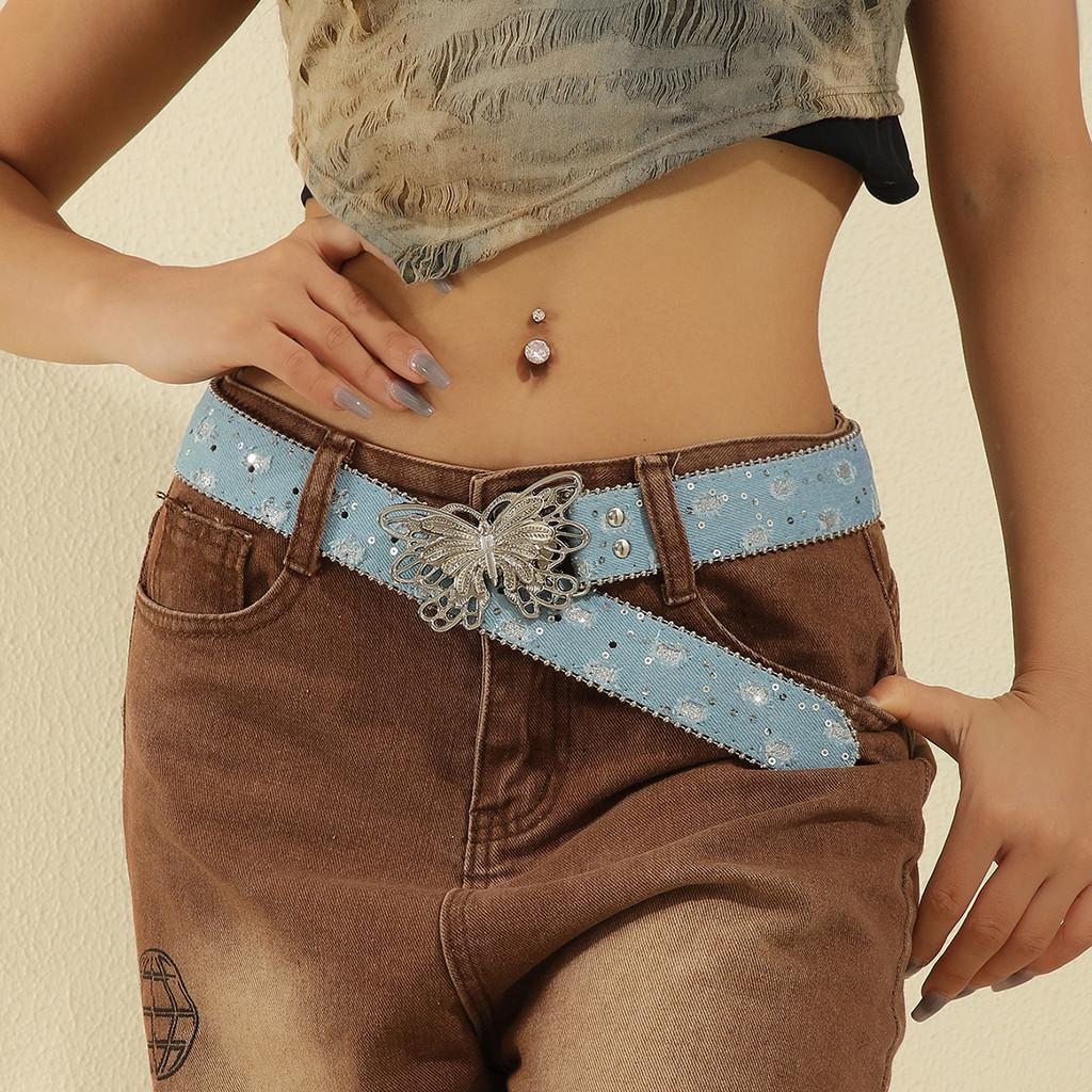 Canvas Casual Womens Belt With Butterfly Clasp Jeans Belt Clothing Accessories