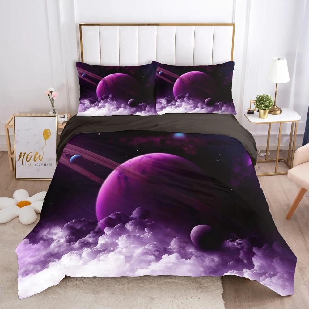 Planetary Soft Duvet Cover Set for Adult Peoples,Tens,Premium 3D Printed Mysterious Earth Planetary Beding Sets Warm Comforter Cover Ful Sized