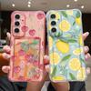 Cherry Lemon Patterned Clear Phone Case For Samsung Galaxy A57 A37 A17 A56 A16 A55 A36 A26 A15 A54 A14 A53 Card Bag Wallet Cover