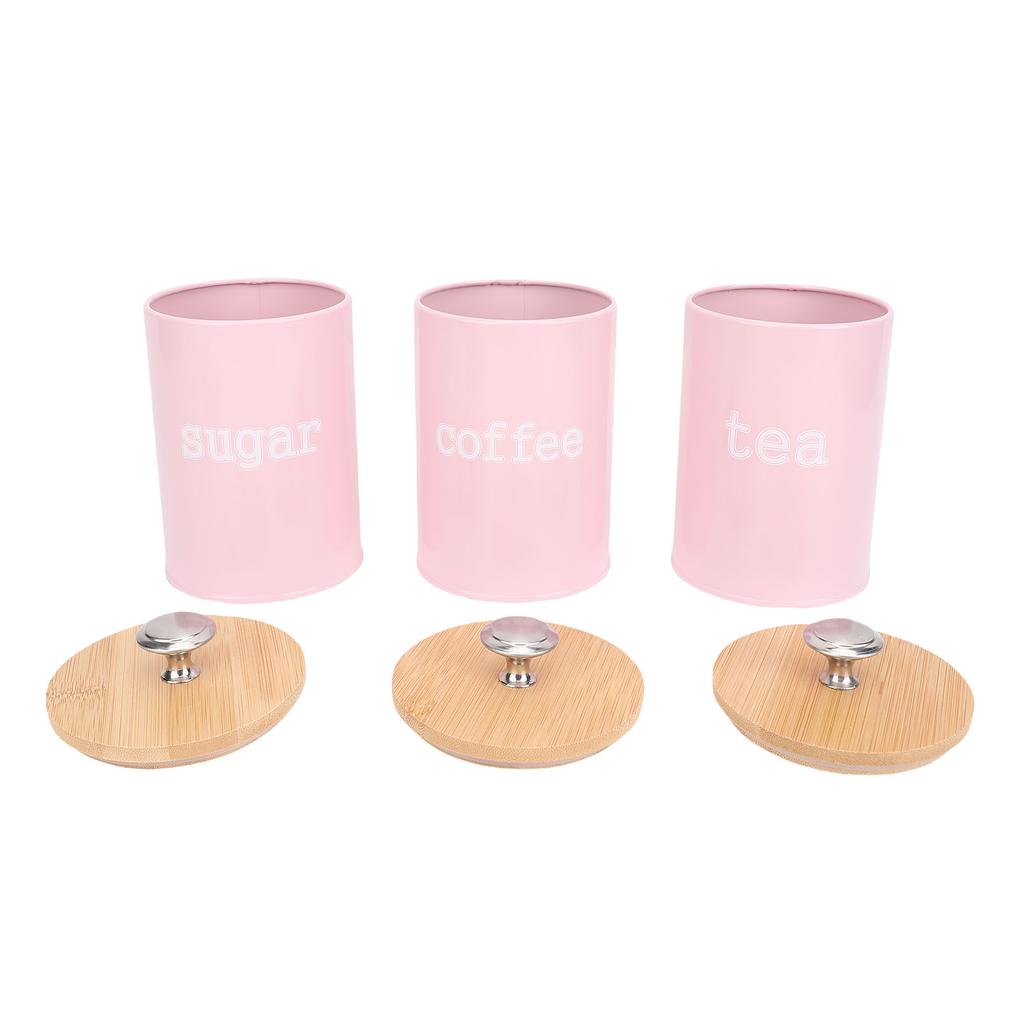 3pcs Storage Canister Multifunctional Airtight Iron Storage Jar with Lid for Tea Coffee Sugar