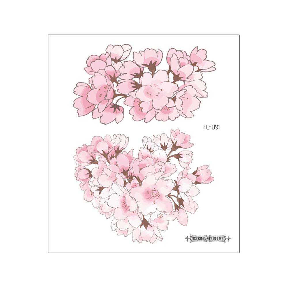 Waterproof Cherry Blossom Tattoo Sticker - Elegant Small Fresh Flower Design for Arm or Collarbone