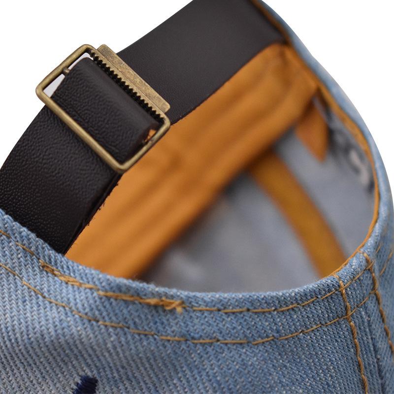 Cappellino da Baseball in Denim TAKE Patch Blu Lavato Usurato Bordo Grezzo Cappellini Dad Leggero Regolabile Cappello da Sole Per Donne Uomini