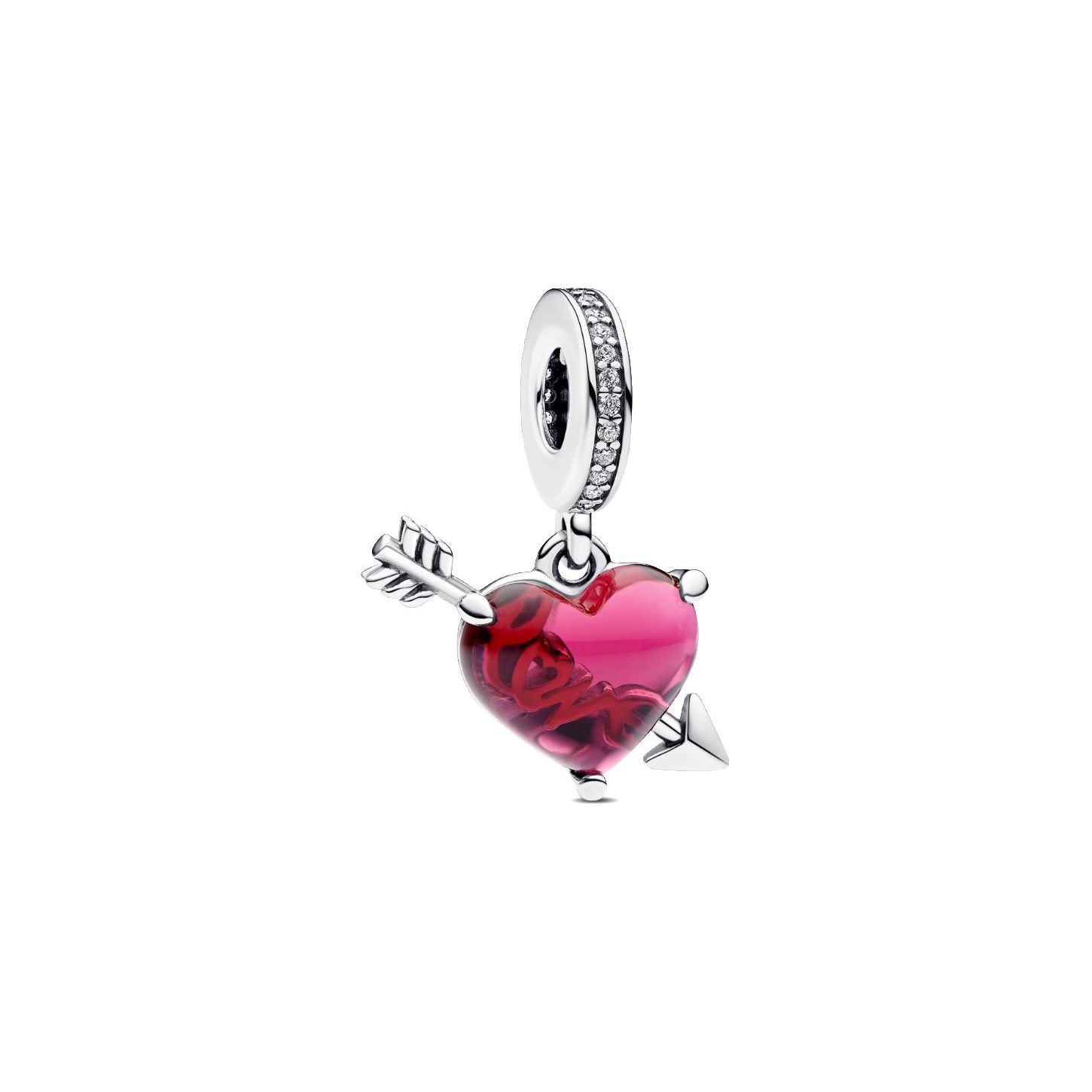 Pandora Letter Logo Glass Pendant Women pendant Red 793085C01 Box