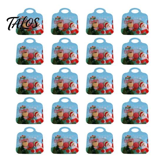Decorative Christmas Snack Containers Treat Bags with Handles, Self-Seal Candy Cookie for Clear Window Gift Pouches Holiday Party Favors, Small Items