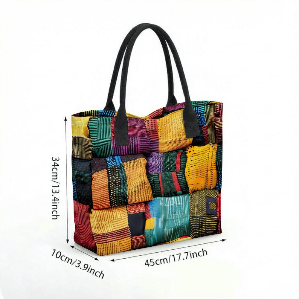 Colorful Patchwork Tote Bag for Daily Use