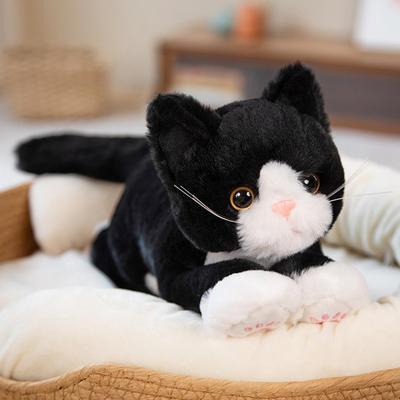 Cute Plush Cat Body Pillow, Small, Sewn, Fluffy, Animal, Gift, Black and White, Large Size (50cm), Perfect for Girls, Boys, Children, and Women,