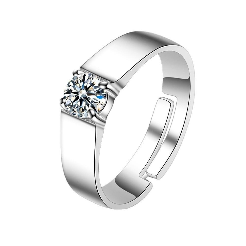 Korean Luxury Zircon Couple Ring For Women Men Copper Plated Love Forever Heart Adjustable Open Ring Wedding Anniversary Zircon resizable