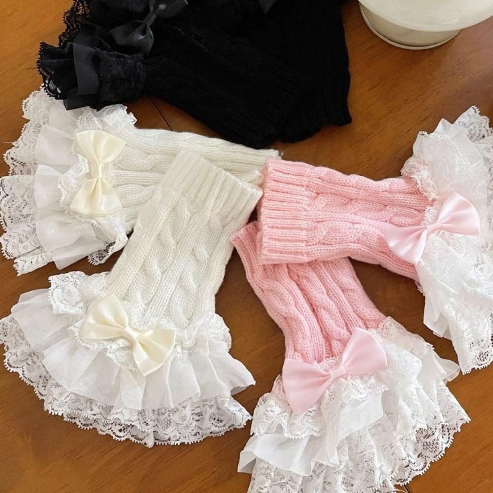 Foot Warmer Lace Knitted Gloves Acrylic Fibers Lolita Hand Sleeves Fall Winter Season