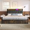Lit en métal - MUVOE - 160x200 cm - Tête de lit LED avec USB - Matelas inclus - 720 ressorts