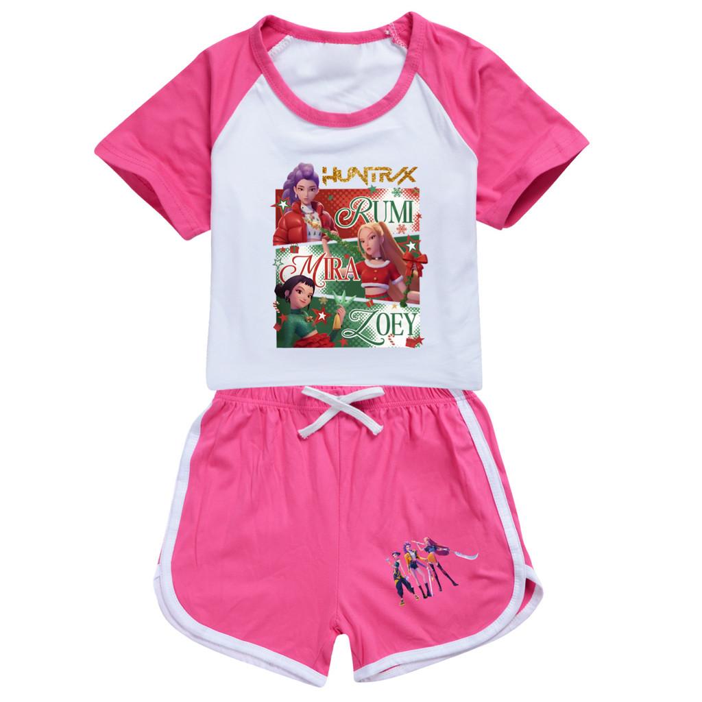 5181 Kids Girls Christmas POP Rumi Zoey Mira Print T-shirt Shorts Sport Tracksuit Clothes Set