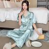 Chinese Style Flower High-End Light Luxury Jacquard Ice Silk Pajamas Women'S Summer Short-Sleeved Trousers Loungewear