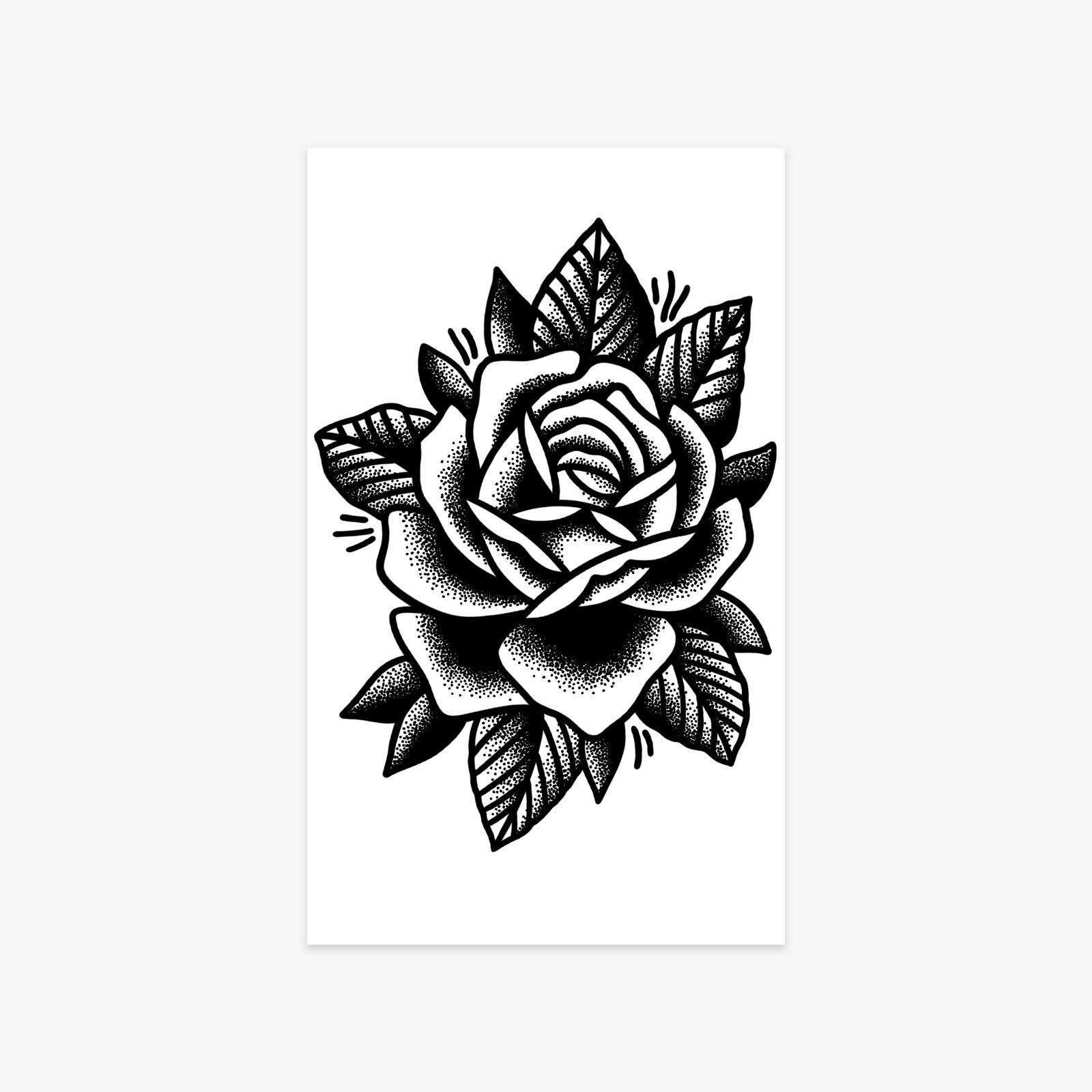 Rose Tattoo Sticker Waterproof And Long-Lasting High-End Hand Personality Niche Domineering Men S Tattoo Sticker 9*15