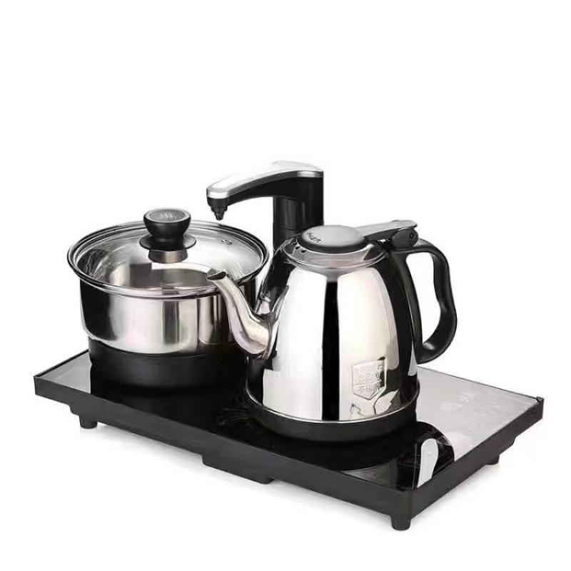 

Auto Water-Filling Tea Set with Induction Cooker: Integrated Tray, Teapot & Kettle for Living Room.