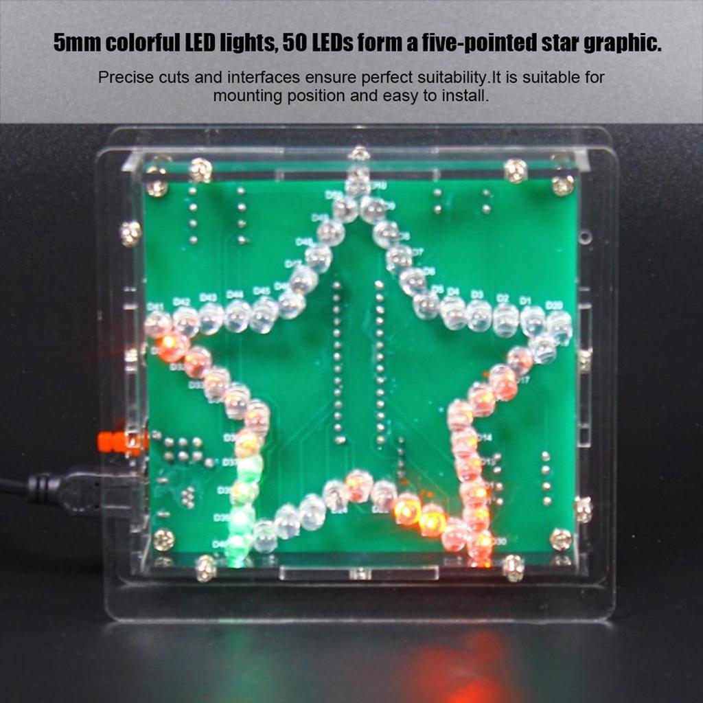 Colorful Five Pointed Star LED Flowing Light 51 Single Chip Microcomputer DIY Light Decoration