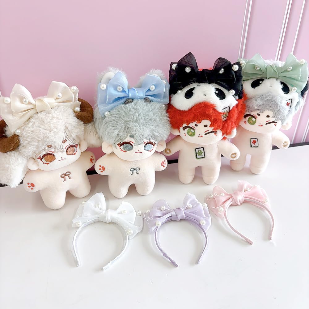 Perłowa opaska na głowę dla pluszowych zabawek [10cm] Kremowa, Pluszowe ubranka, Akcesoria Kigurumi, Działania Otaku, Maskotka lalka, Kostium dla lalki K-Pop [Używany]