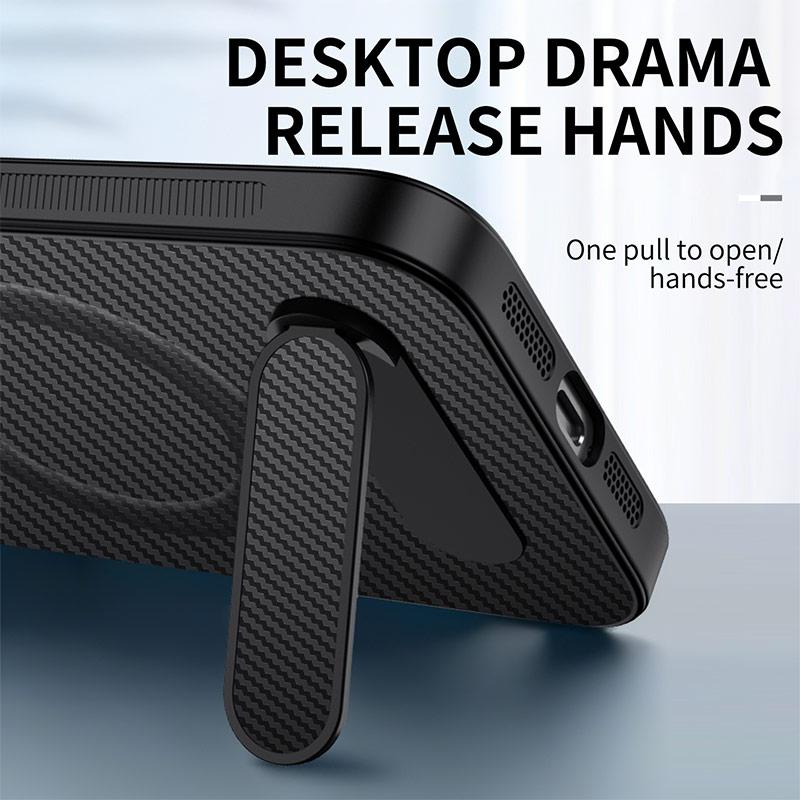 Luxury Carbon Fiber Pattern Skin-friendly Case For OPPO Find X9 Pro X8 Pro Foldable Bracket Magnetic Shockproof Protector Cover