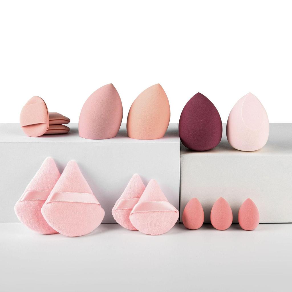 Multi-piece Powder Puff Set: Includes Beauty Blender, Thumb Puff, Mini Puff, and Cotton Puff In 5/14/19/25/34-piece Options.