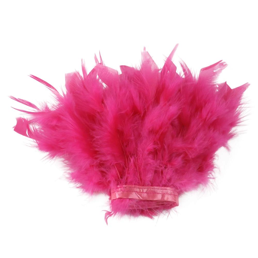 1Meter Multicolor Turkey Feather Trim Fringe Fluffy Stripped Ribbon 10-15cm for Wedding Dress Clothing Crafts Decoration