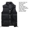 Men Cotton Vest Stand Collar Sleeveless Warm Elastic Hem Windproof Waistcoat Solid Color Zipper Buttons Placket Thickened Vest Coat with Pockets