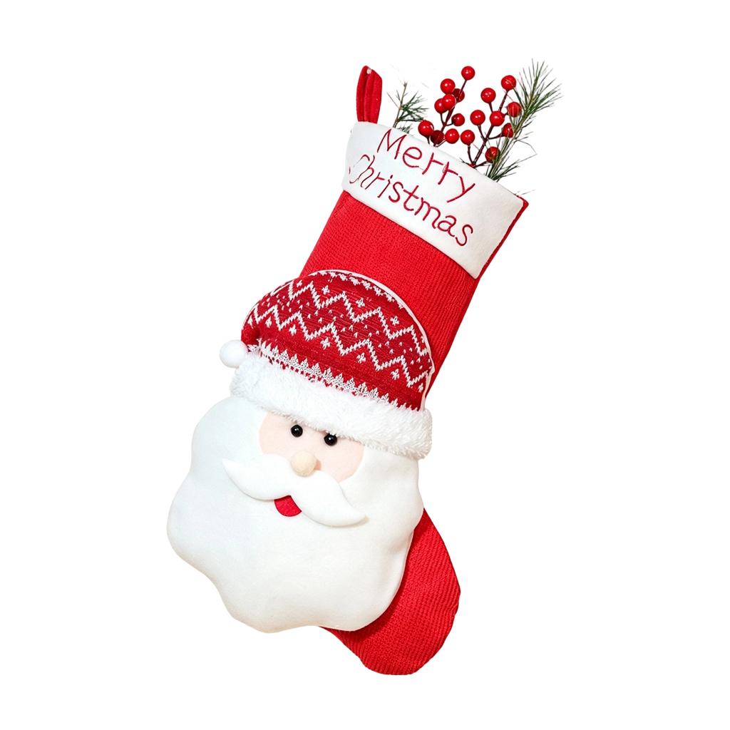 Christmas Stocking 3D Big Hanging Ornament Bag - Kids Party Gift and Candy Bag
