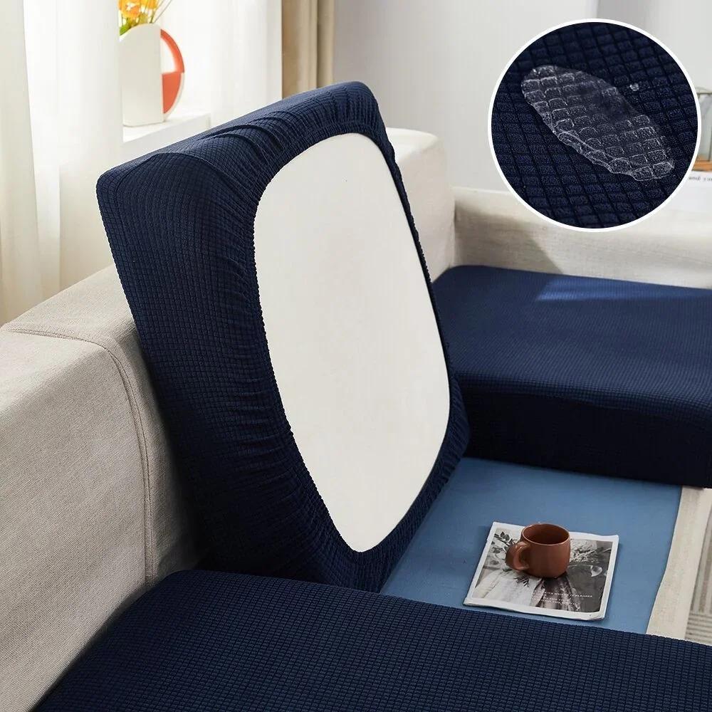Waterproof Jacquard Sofa Seat Cushion Cover, Polar Fleece, Elastic, Removable, Couch Cover, Pets, Kids, Furniture Protector
