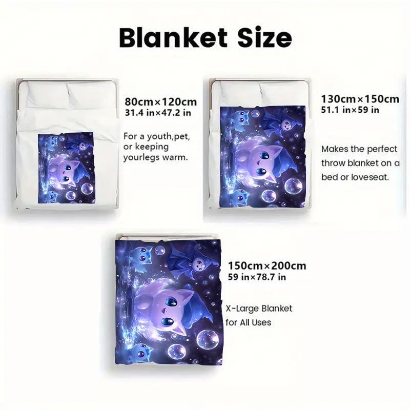 Cute blue sprite 2D Flat Pattern Flannel Blanket High quality All Seasons Warmth and Comfort Perfect for Christmas Gifts.PMT0914406