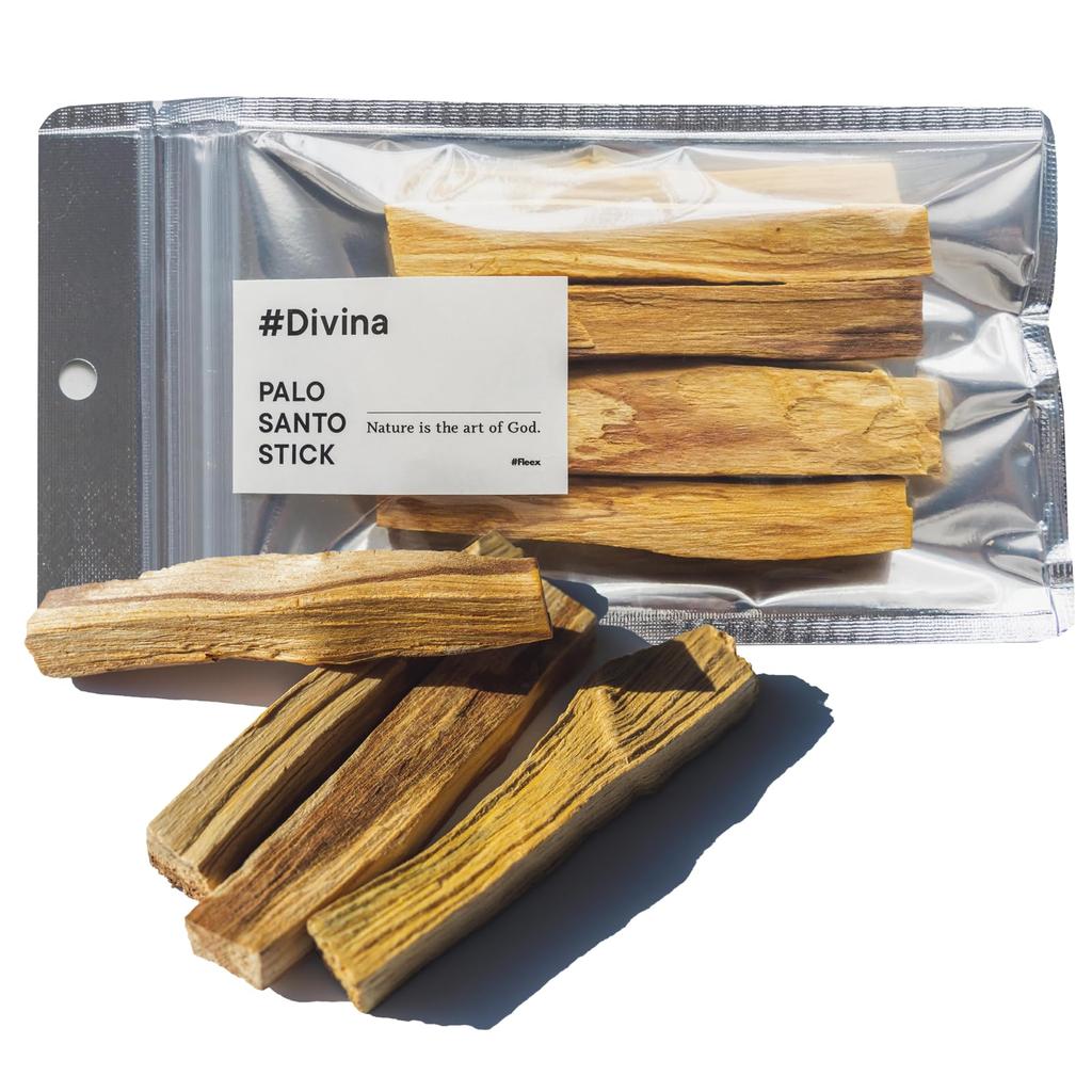 #Divina [Natural Fragrance Wood] Palo Santo Incense, 4-5 Thick Sticks, Space Purification, Peruvian, Certified of Origin, Space Purification