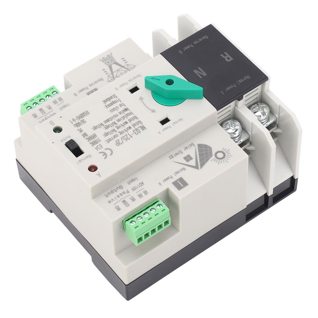 Dual Power Automatic Transfer Switch PV Inverter Type Millisecond Switching 2P 110V 63A Circuit