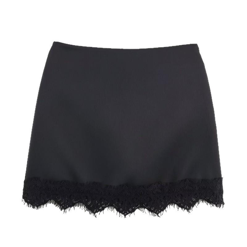 2026 European Style Women's Lace Hem Patchwork Skirt-Pants