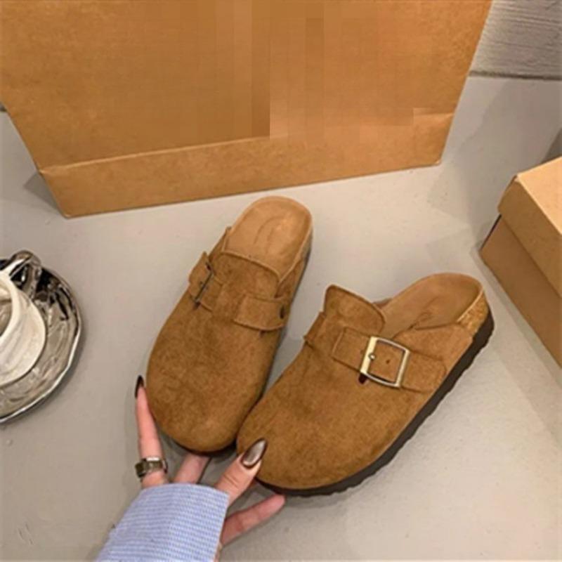

Ретро обувь с защитой носка, полушлепанцы и новый стиль шлепанцев, женская обувь на толстой подошве с полуподдержкой одной стопы 40 темно-коричневого