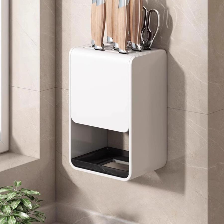 Küchenmesserhalter, multifunktionaler Essstäbchenhalter, wandmontierter perforationsfreier Haushaltswerkzeughalter, Geschirrständer