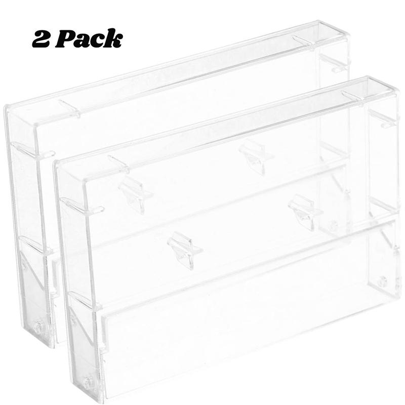 2Pcs Clear Cassette Tape Holder Compact Plastic Protective Case Audio Tape Storage Organizer Vintage Recording Box one size чистый