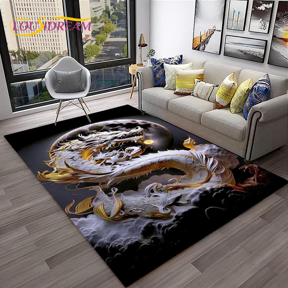 3D China Draak Mythe Kunst Cartoon Tapijt Tapijt voor Thuis Woonkamer Slaapkamer Bank Deurmat Decor, Speelruimte voor Kinderen Tapijt Antislip Vloermat