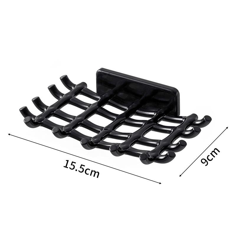 

Настенная мыльница без сверления с подставкой для стекания воды и крючком для ванной комнаты чёрный