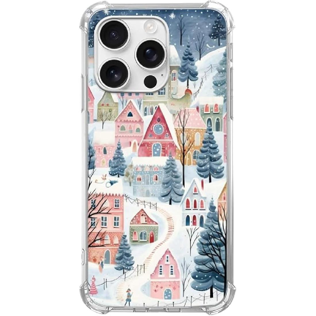 

Чехол для телефона с лесным папоротником, подходящий для iPhone 16 Pro, Защитный чехол из натурального растения темно-зеленого цвета, подходящий для iPhone 16 Pro, Крутой противоударный чехол для телефона из ТПУ Winter Village