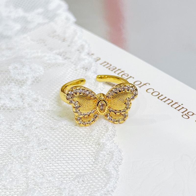 Medieval Vintage Butterfly Series Zir*****Pen Ring Personalized Retro Niche High-End Ring