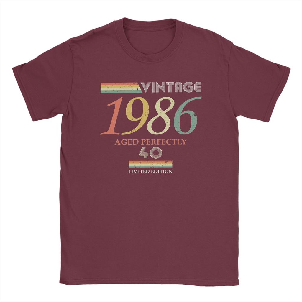 Streetwear TShirt Summer Vintage 1986 40th Birthday Aged Perfectly Gift Novelty T Shirts Cotton Tee Shirt for Couple Top Tees