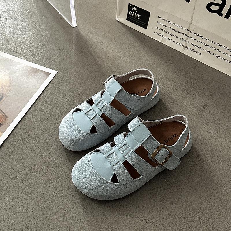 Platform Shoes Roman Sandals Women's Shoes Spring and Summer New Versatile Flat-bottomed Slippers Beach Pig Cage Shoes