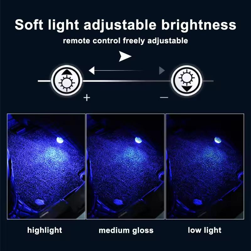 Automotive Roof Light Car Interior Ambient Light Remote Control Adhesive Wireless LED Lights Atmosphere Decoration Lamp