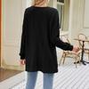 Fashion Women's Casual Solid Color Mid Length Cardigan Sweater Coat