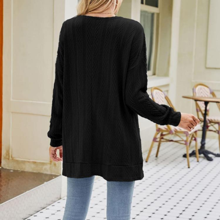Fashion Women's Casual Solid Color Mid Length Cardigan Sweater Coat