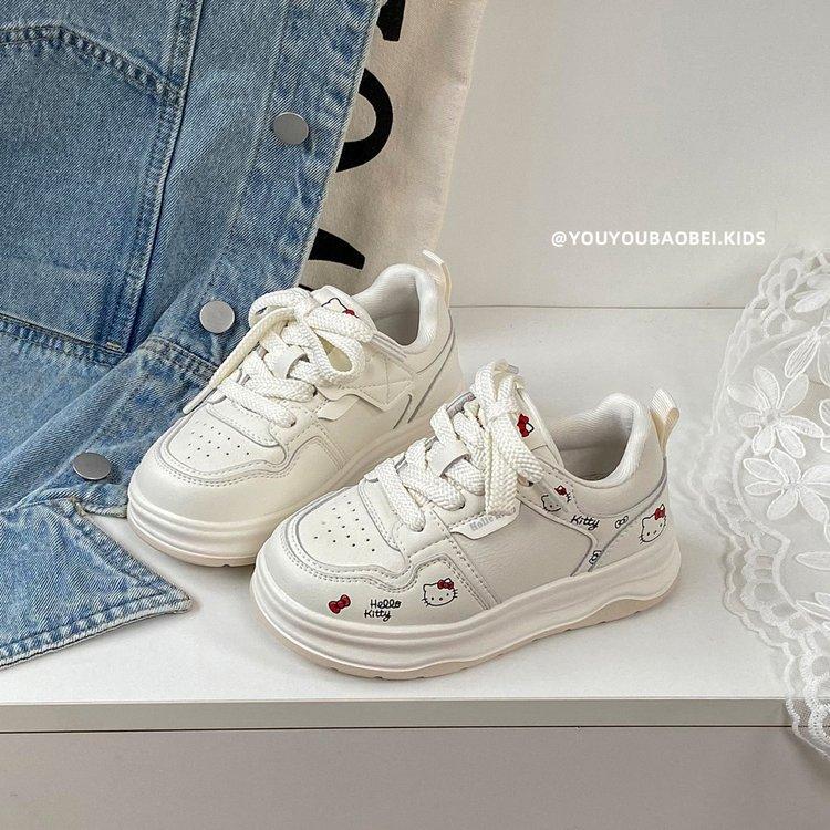 Girls' casual sneakers2026Spring new model children's cartoon cute white shoes, soft-soled comfortable baby sneakers