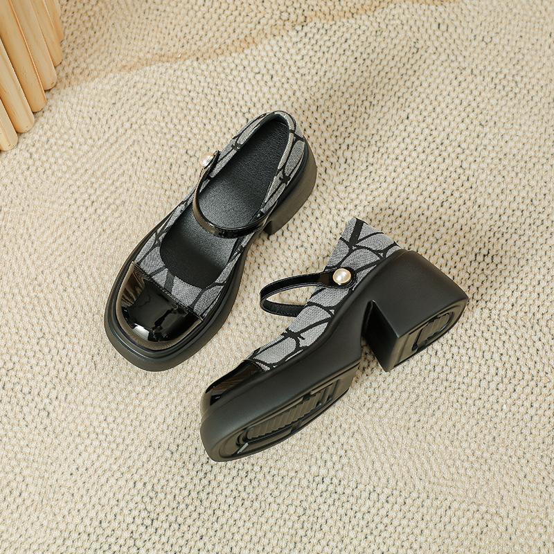 Retro Xiaoxiangfeng thick heel Mary Jane shoes women's spring new thick-soled muffin bottom Japanese single shoes versatile small leather shoes