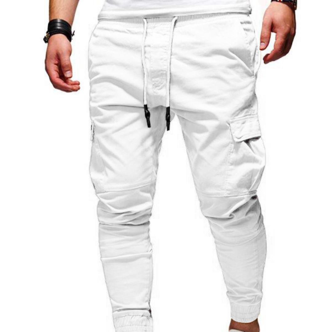 

Модные мужские повседневные спортивные повседневные брюки в стиле пэчворк с несколькими карманами и завязками XXXL белый