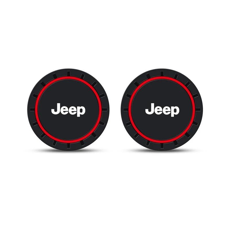 2Pcs Dustproof Anti-Slip Car Water Bottle Holder Pad Silicone Coaster for Jeep Renegade Wrangler JK Grand Cherokee Accessories ALN1