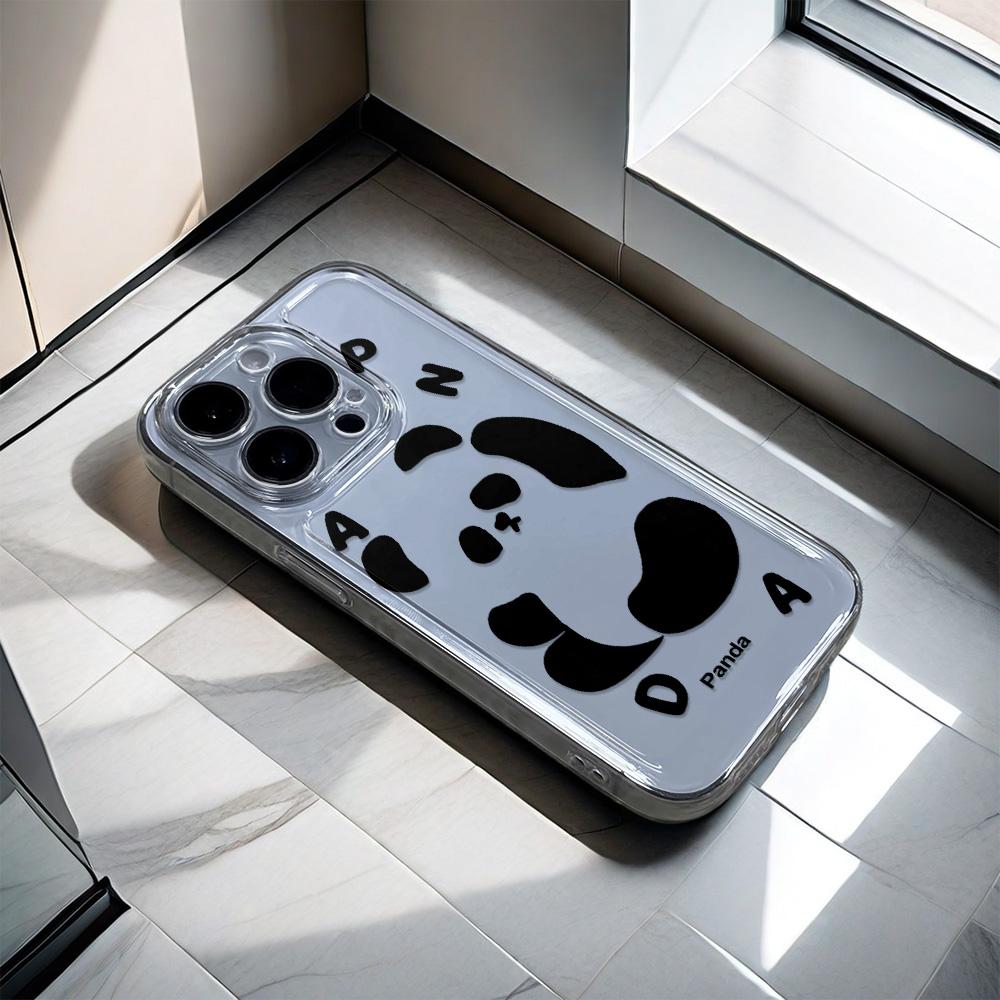 Panda English Luxury Soft Phone Case For iPhone 15 14 13 12 11 Pro Max X XS Max XR 7 8 Plus SE 2020 Case Cover Funda Coque