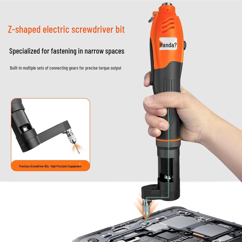 Handa Z-Type Angled Electric Screwdriver, Industrial-Grade Brushless with Adjustable Torque for Narrow Spaces