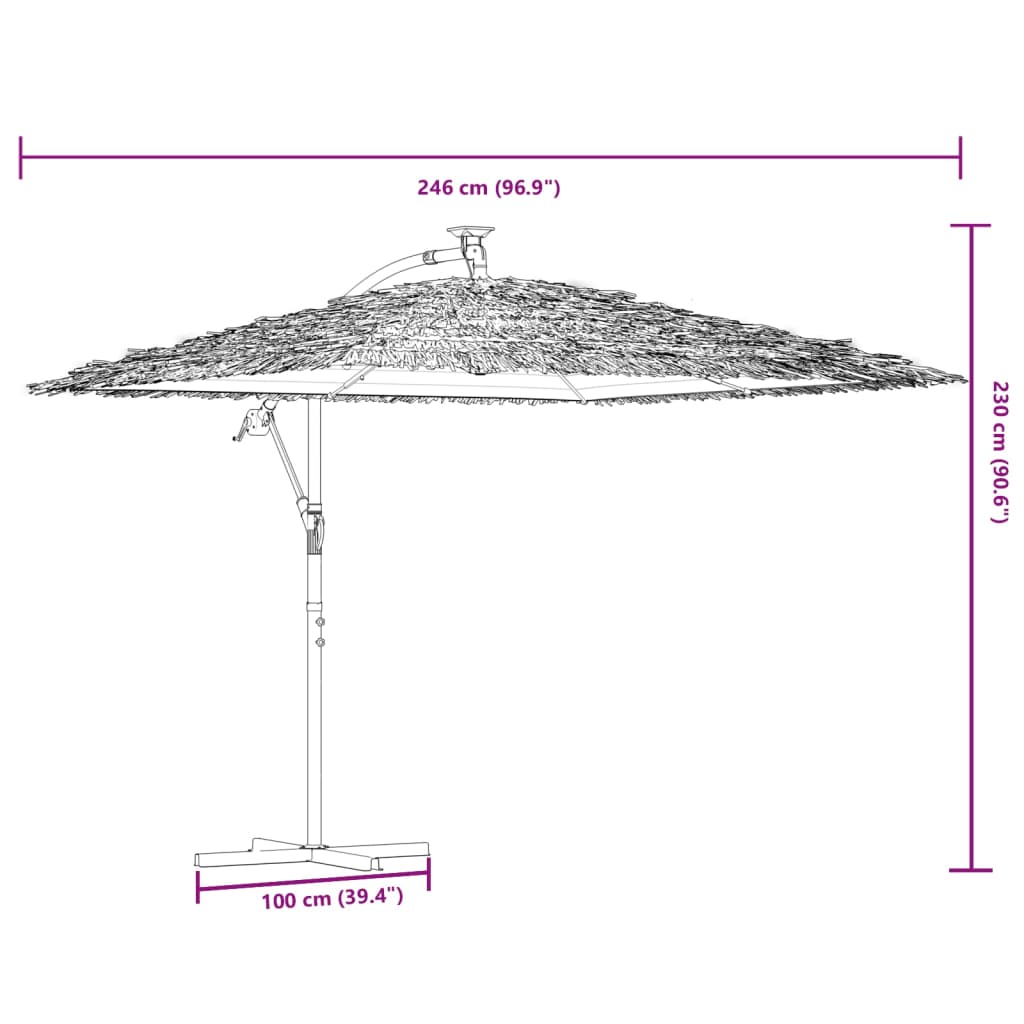 White Sun Umbrella with Steel Pole 246 x 246 x 230 cm